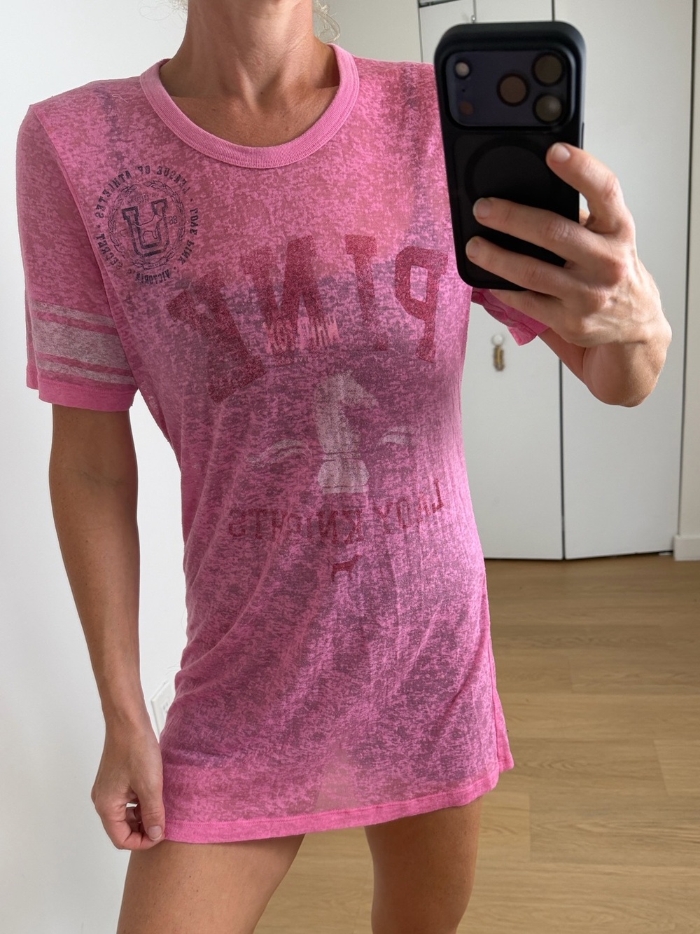 2007 Y2K Vintage PINK Victoria’s Secret Lady Knights Burnout T Shirt M